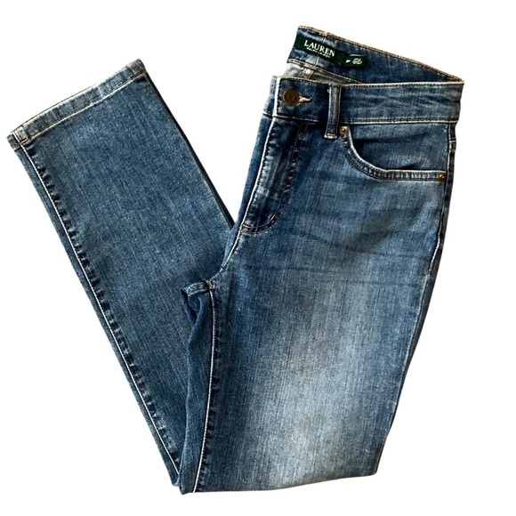 Lauren Ralph Lauren Mid-Rise Classic Straight Leg Jeans Sz 2P Medium Wash Preppy - Picture 1 of 8